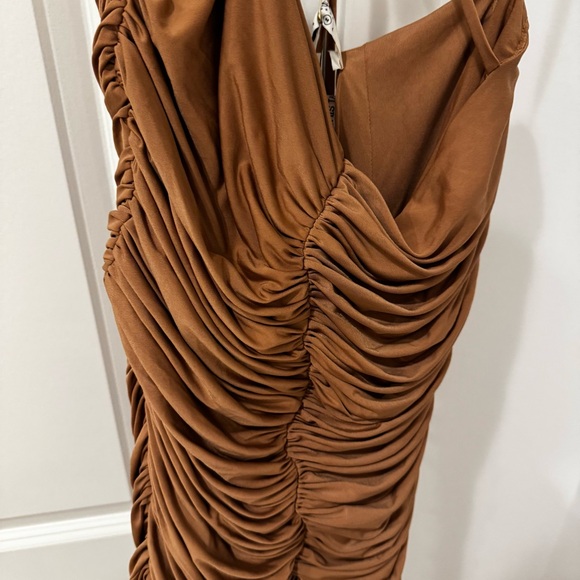 House of CB Tan Ruched Midi Dress - Picture 6 of 7